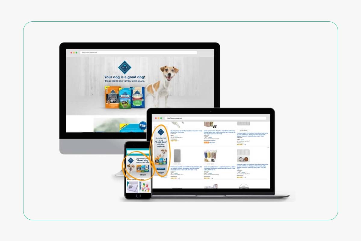 Various devices displaying Amazon PPC ads on product pages
