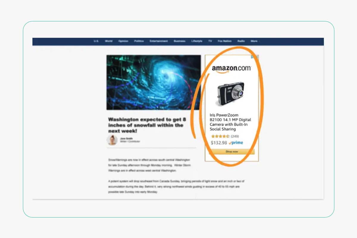 Example of an Amazon PPC display ad on a webpage
